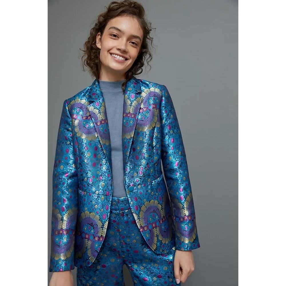 Anthropologie Maeve Alessandra Jacquard Shimmer Blazer NWT 8
